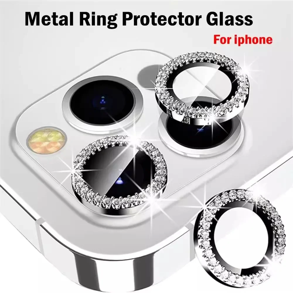 Bling Glitter Diamond Camera Lens Protector Case with Screen Protector Film