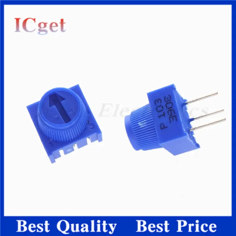 3386P 3386P-1-103 10K 1k 2k 5k 10k 20k 50K 100K 200K 500K 1M Through Hole Trimmer Potentiometer Cermet Turn Top Adjustment 5PCS Trimmer Potentiometer