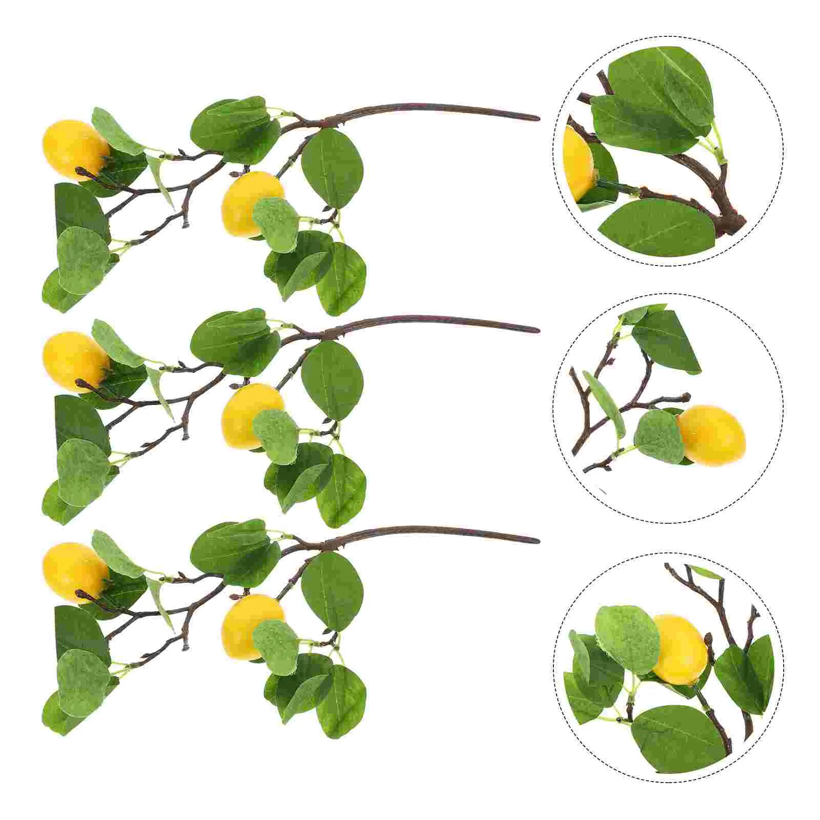 

3 Pcs Artificial Lemon Branch Home Vase Decor Vines Summer Simulation Plastic Fake Plant Cutting Fruit