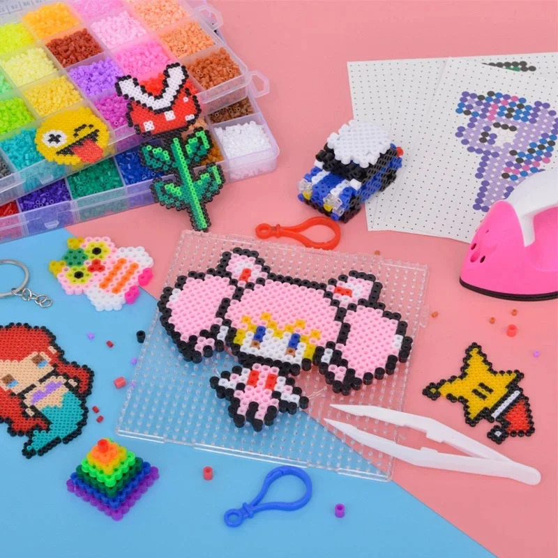 24/72 colors box set hama beads toy 2.6/5mm perler educational Kids 3D puzzles diy toys fuse beads pegboard sheets ironing paper 4