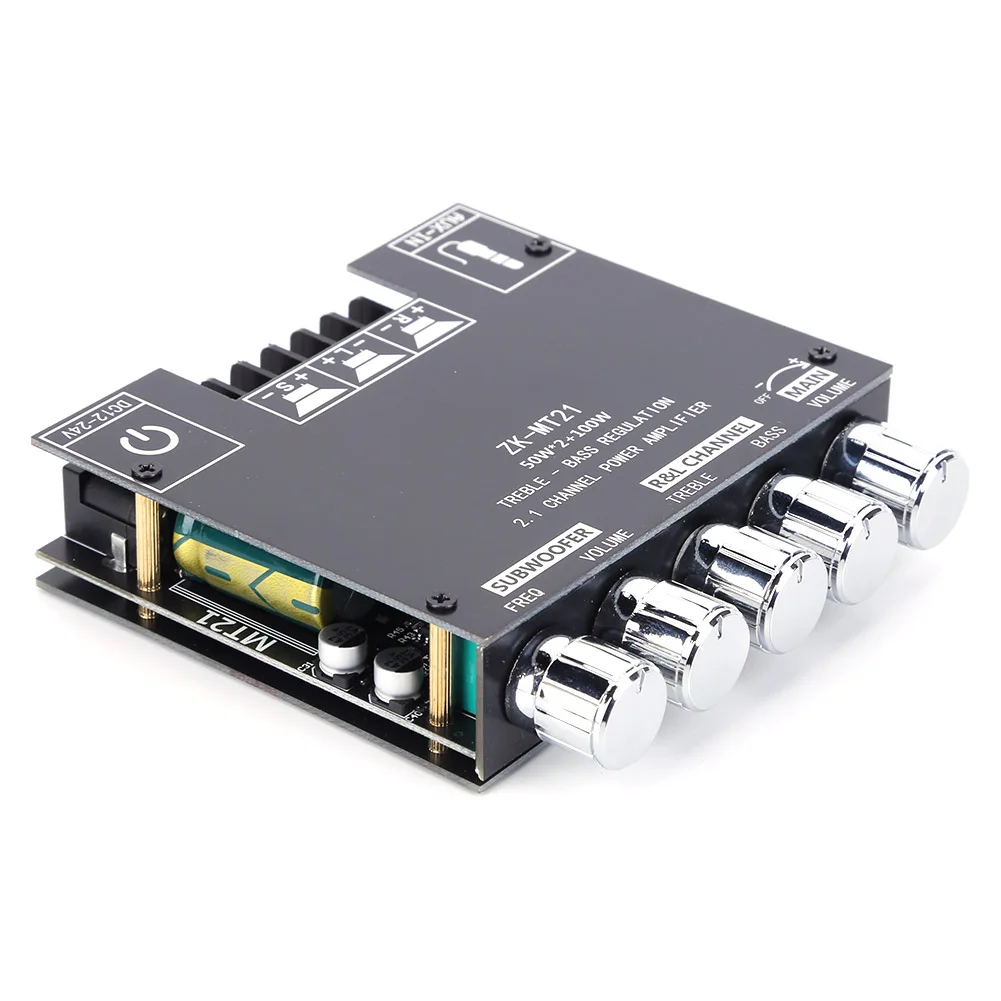 ZK-MT21 Bluetooth-compatible 2.1 50WX2+100W Channel Bass Power Subwoofer Amplifier Board AUX Audio Stereo Power Amplifier Module