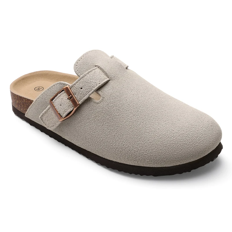 Bebealy Fashion Suede Men Clogs Slippers Soft Cork Beach Slippers Outdoor Women Nonslip Mules With Arch Support Men Slippers 6