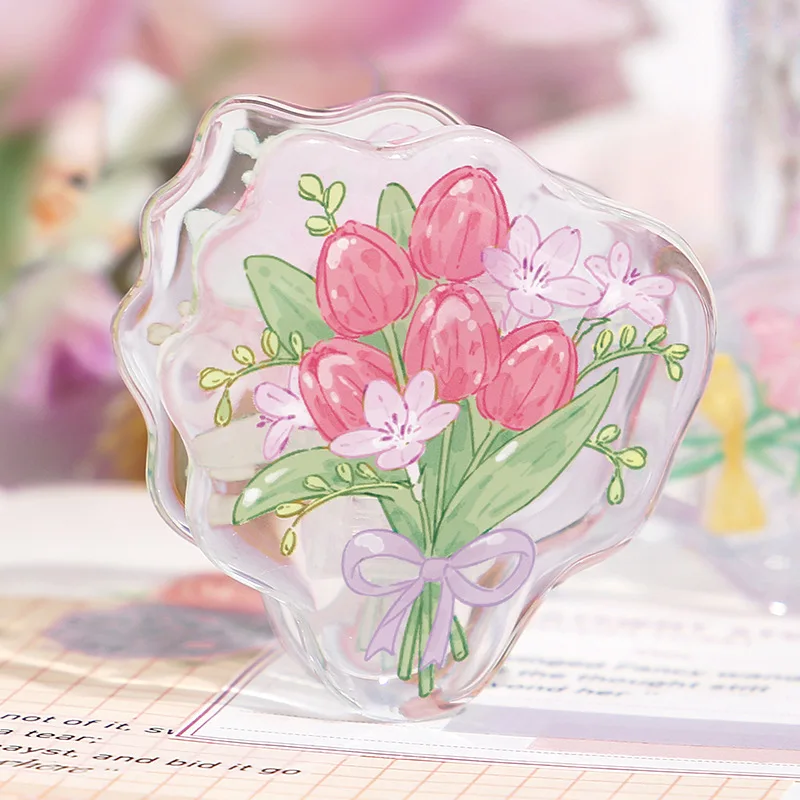 

Mini Flower Acrylic Paper Clip Clamp Transparent Paperclip Documents Bookmarks File Pages Holder Office School Supplies