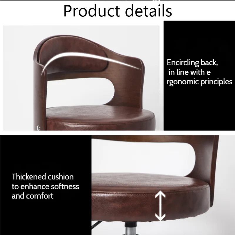Description Picture 4 of item2023 New Solid Wood Compact Computer Chair Simple Desk Student Lift Chair Small Study Home Back Office Swivel Chair
