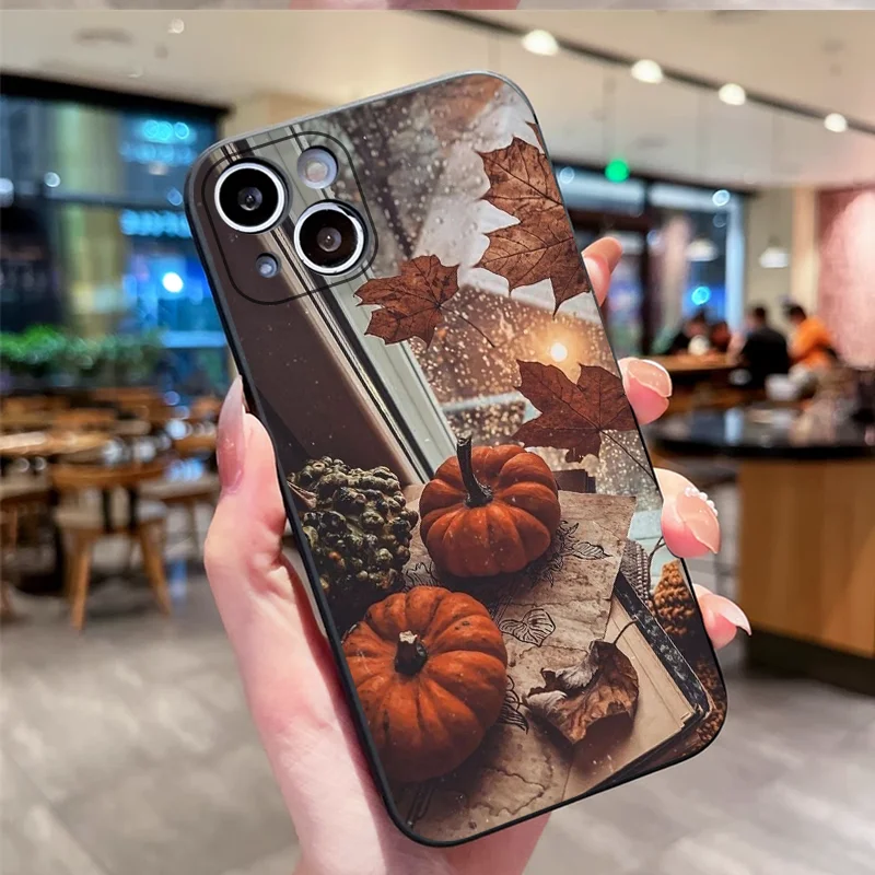 Autumn Landscape Maple Leaf Pumpkin Shockproof Phone Case - Soft Silicone Cover
