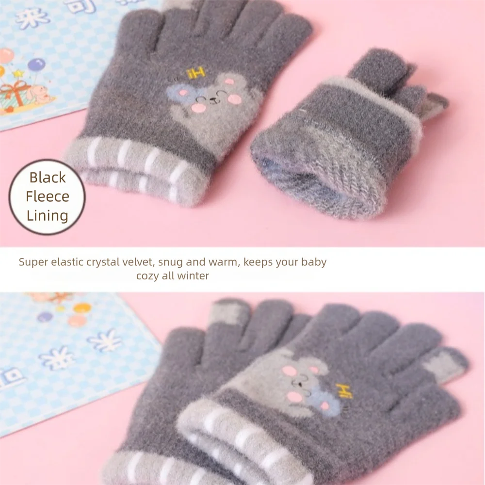 5-12 Years Old Cute Warm Kids Winter Gloves Windproof Candy Color Baby Gloves Soft Coldproof Children Mittens Outdoor