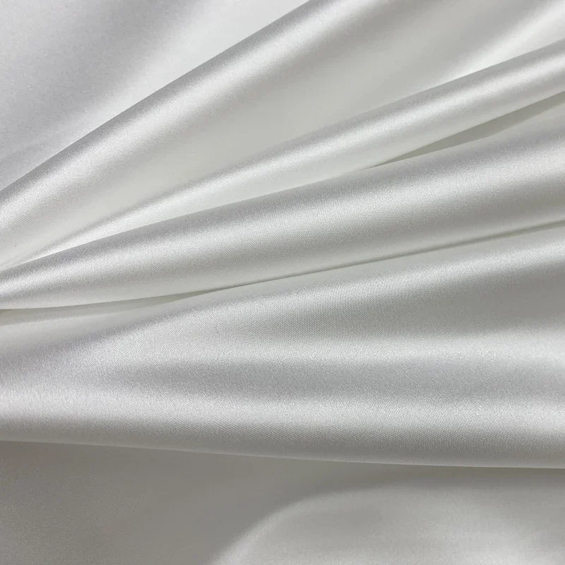 New Thick Satin Clothing Dress Wedding Fabric Designer Fabric By The Meter White Beige Champagne