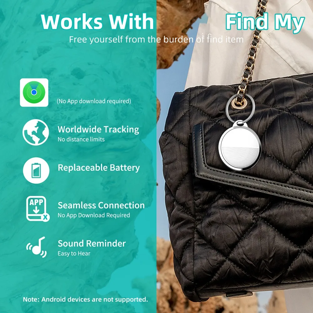JAS-Mini Tracking Device for Apple Find My Key Smart Tag Child Finder Pet GPS Lost Tracker Smart Bluetooth Tracker Black