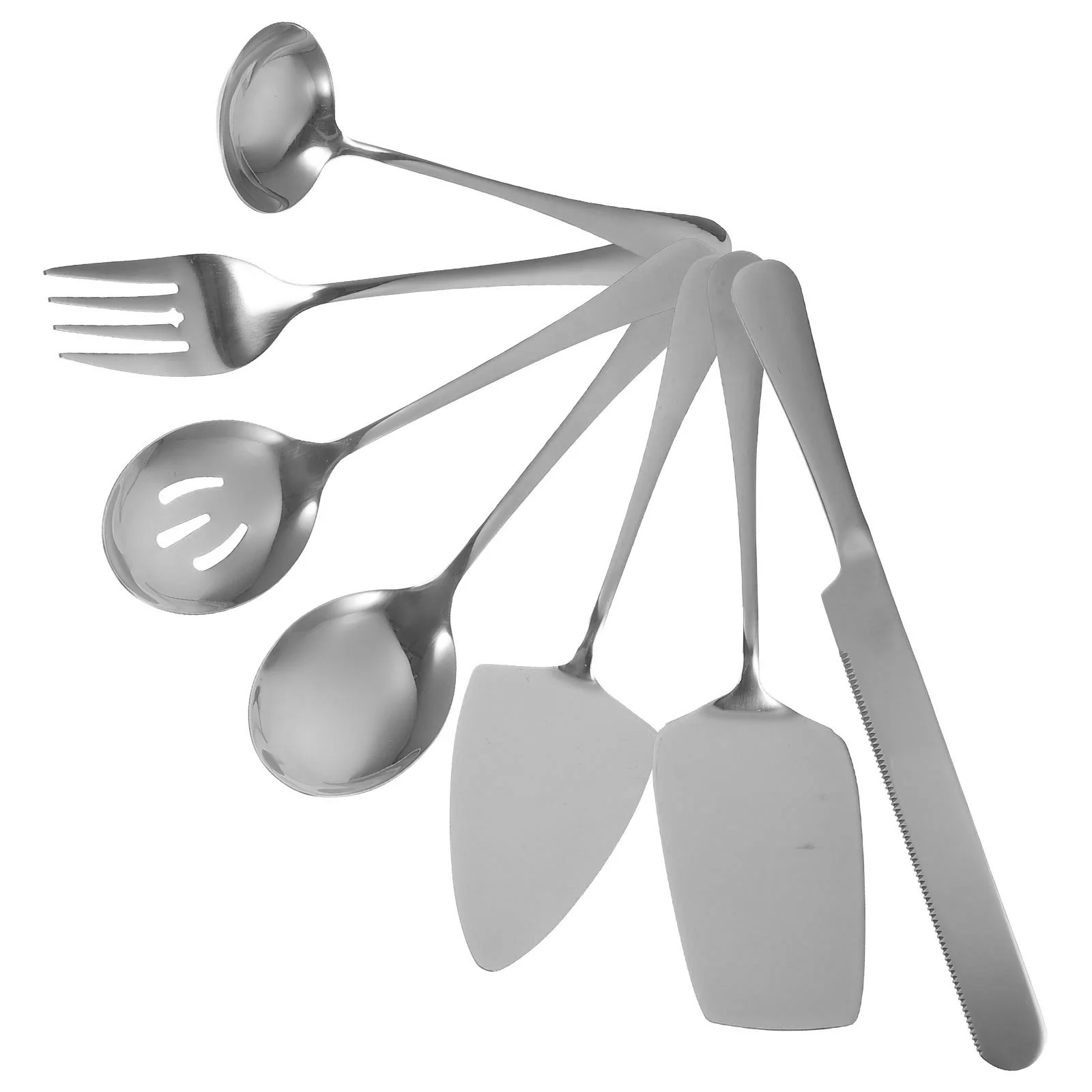 

Stainless Steel Cake Knife Cheese Fork Spoon Knifes Dinnerware Cutlery Serving Utensils Set