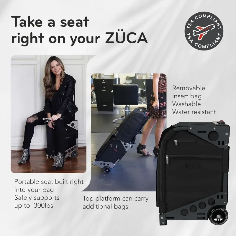 ZUCA Travel Cases for Artists and Professionals - Makeup Case with 5 Vinyl Utility Pouches, Travel Cover, 41" Telescoping Handle 5