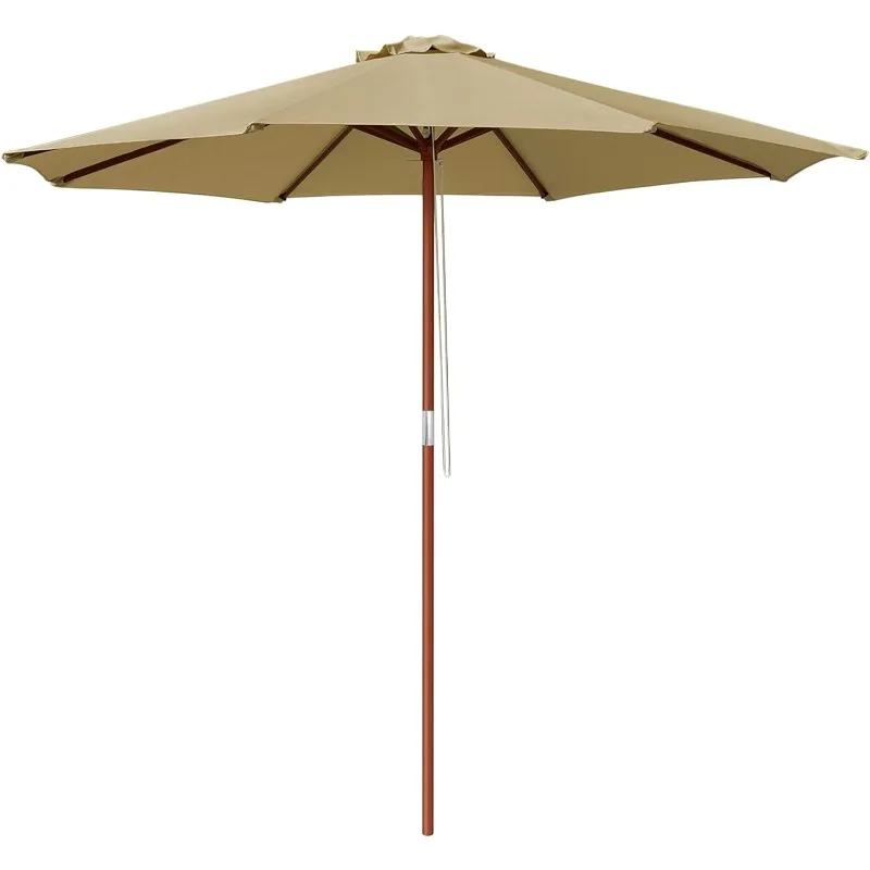 

Wooden Outdoor Patio Umbrella Market Garden Yard Beach Deck Cafe Sunshade