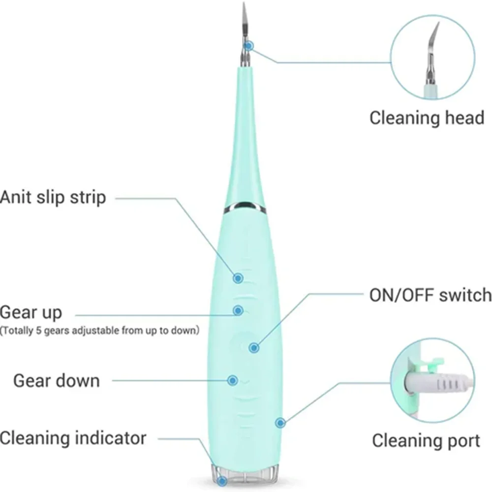 Sonic Dental Scaler Ultrasonic Vibration Tooth Stains Tartar Cleaner Whitening