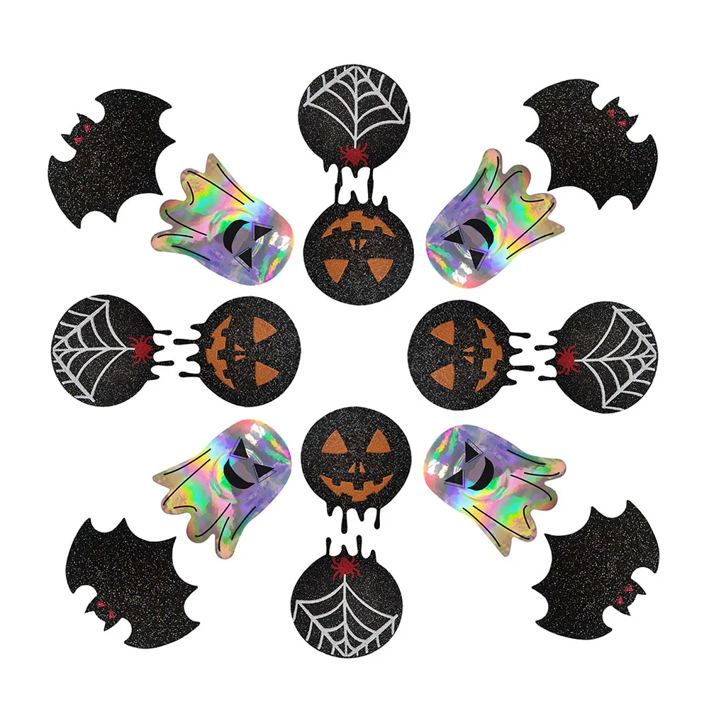 

Adhesive Nipple Cover Halloween Bat Pumpkin Spider Shape Nipple Cover Disposable Breast Pasties Invisible Bra Stickers