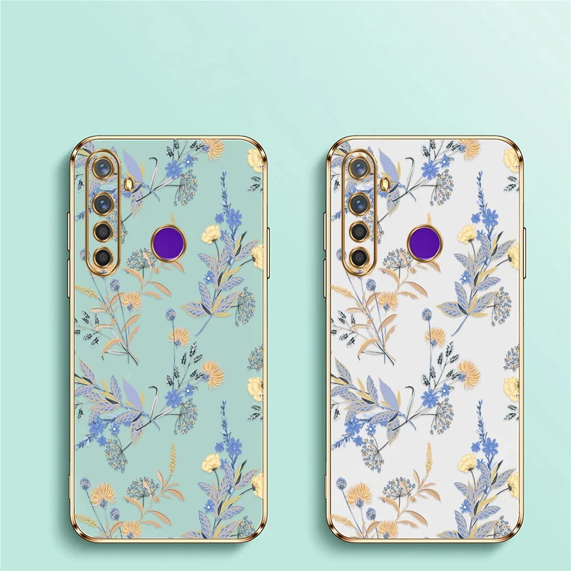 Elegant Floral Silicone Phone Case with Plating Lens Protection & Shockproof Design