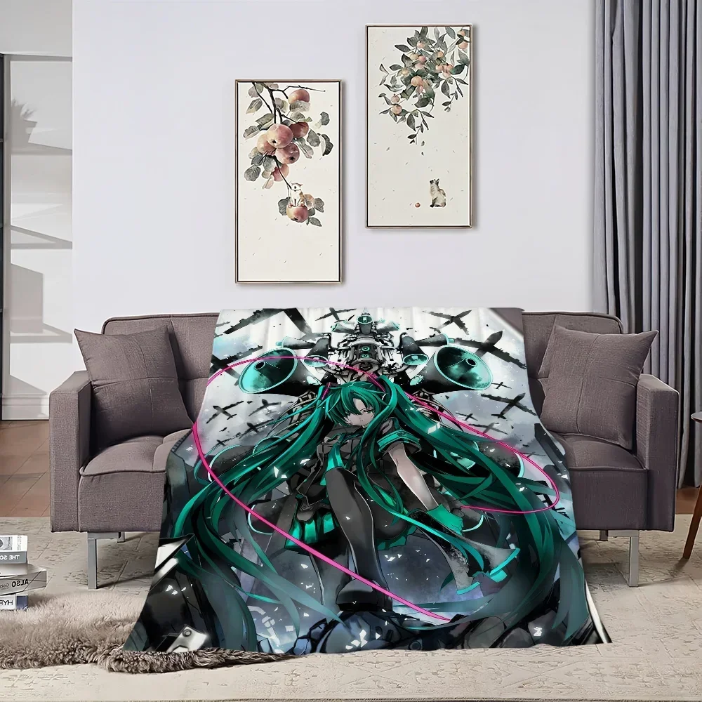 Cute H-Hatsune M-Miku skicomfort warm Soft Baby blanket suitable Home Kid Lunch Blanket Suitable for Home Office Daily Use Cover 3