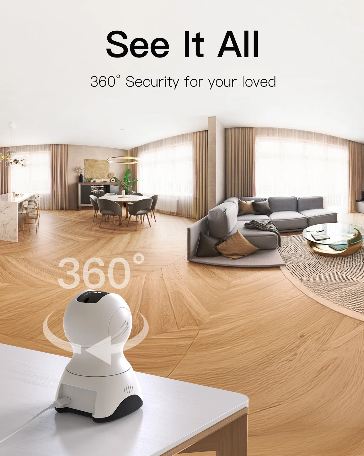 WiFi Camera VIMTAG 4MP 360&deg; Camera WIFI Auto Track 2-Way Audio IR Night Vision AI Human Detection IP Camera PTZ Indoor Security Surveillance