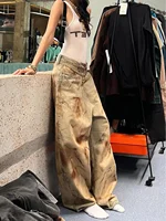 American High Street Aalyptic Sle Dyed Jeans Women's plus Size Dir Sexy Girl Vintage Waed Floor-Length Pants - Image 2