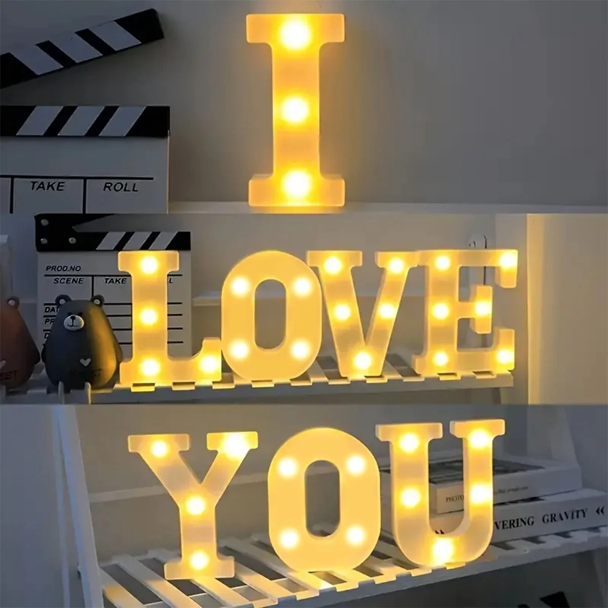 1pc White Decorative Led Light Up 6.3” Number Letters Sign Night Lights Marquee For Home Wedding Party Birthday Christmas Decor