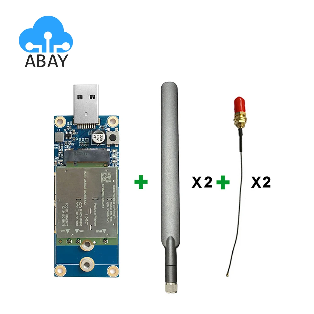 

Тестовый комплект платы адаптера USB3.0-M.2 + стандартный модуль EM7565 4G LTE CAT12 4G + антенна/IPEX4th pigtail