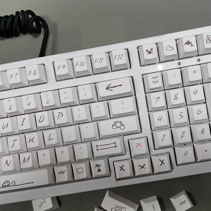 Фото 131 клавиш, граффити, Минималистичная клавиатура для Cherry Mx Switch, механическая клавиатура, Минималистичная клавиатура с вишневым профилем PBT, колпачки для клавиш «сделай сам» №2