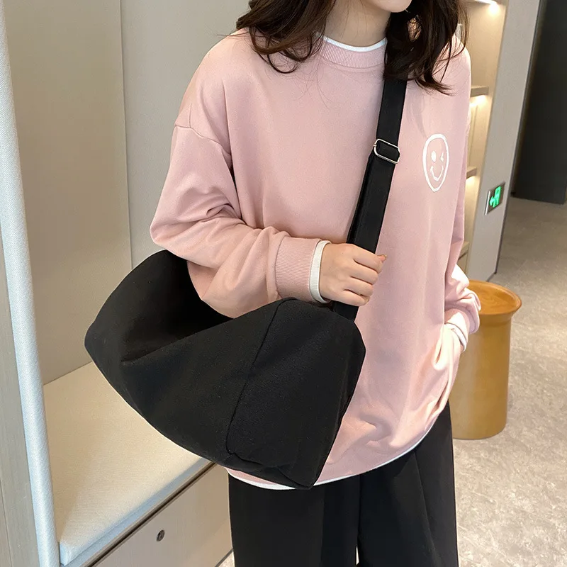 2023 Spring and Summer New Canvas Bag Women's One Shoulder Large Capacity New Fashion Cute Solid Color Women's Crossbody Bag