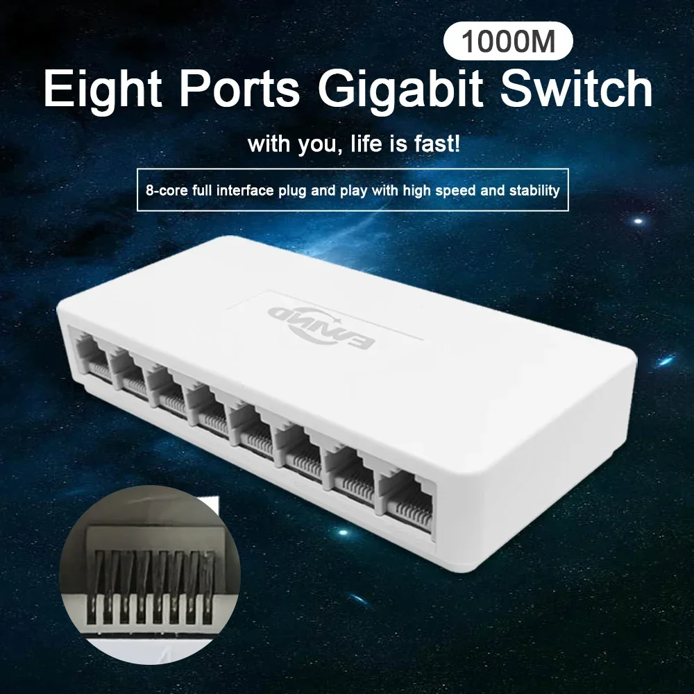 RJ45 포트 이더넷 스위치 10/100/1000Mbps 이더넷 스위치 5/8 포트 데스크탑 기가비트 네트워크 스위치 어댑터 고속 자동 MDI/MDIX