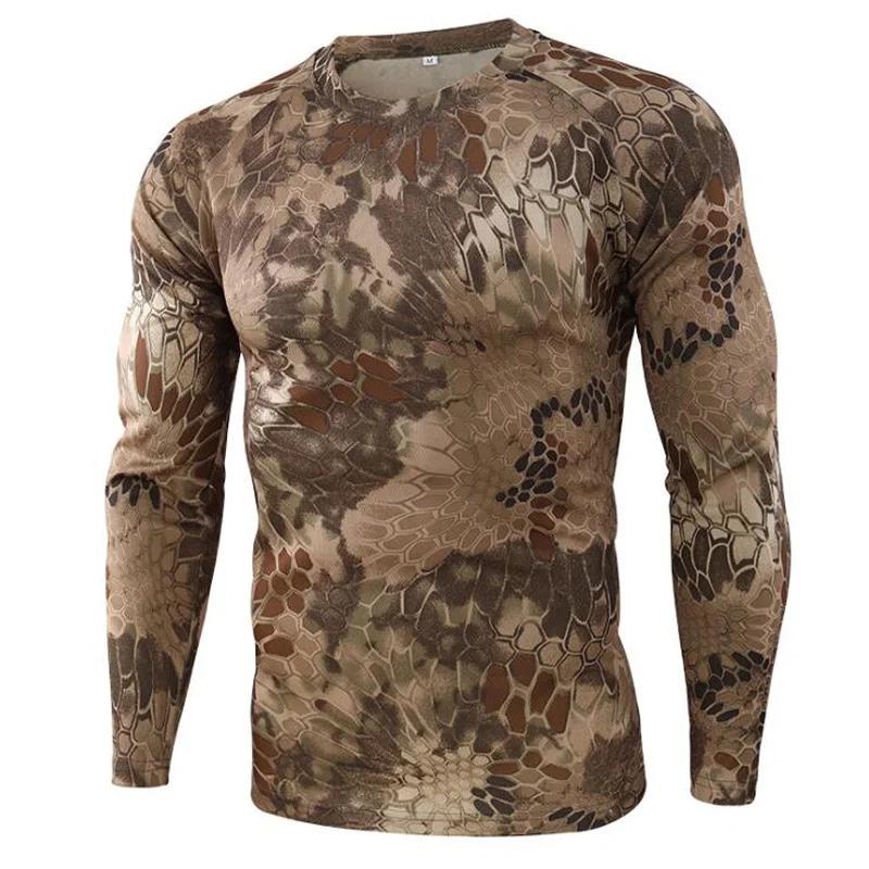 

Fashion 3d Print Camouflage T Shirt Men Long Sleeve Round Neck Outdoor Quick Dry Sports T-shirt Camo Graphics Tee Shirts Tops