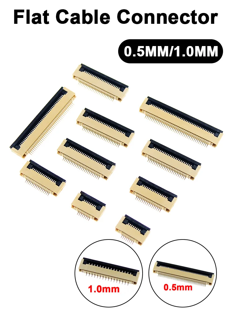 Description Picture 2 of item10pcs 0.5mm/1mm Pitch Under Clamshell Socket FPC FFC Flat Cable Connector 4P 5P 6P 8P 10P 12P 14P 16P 20P 22P 24P 30P 34P