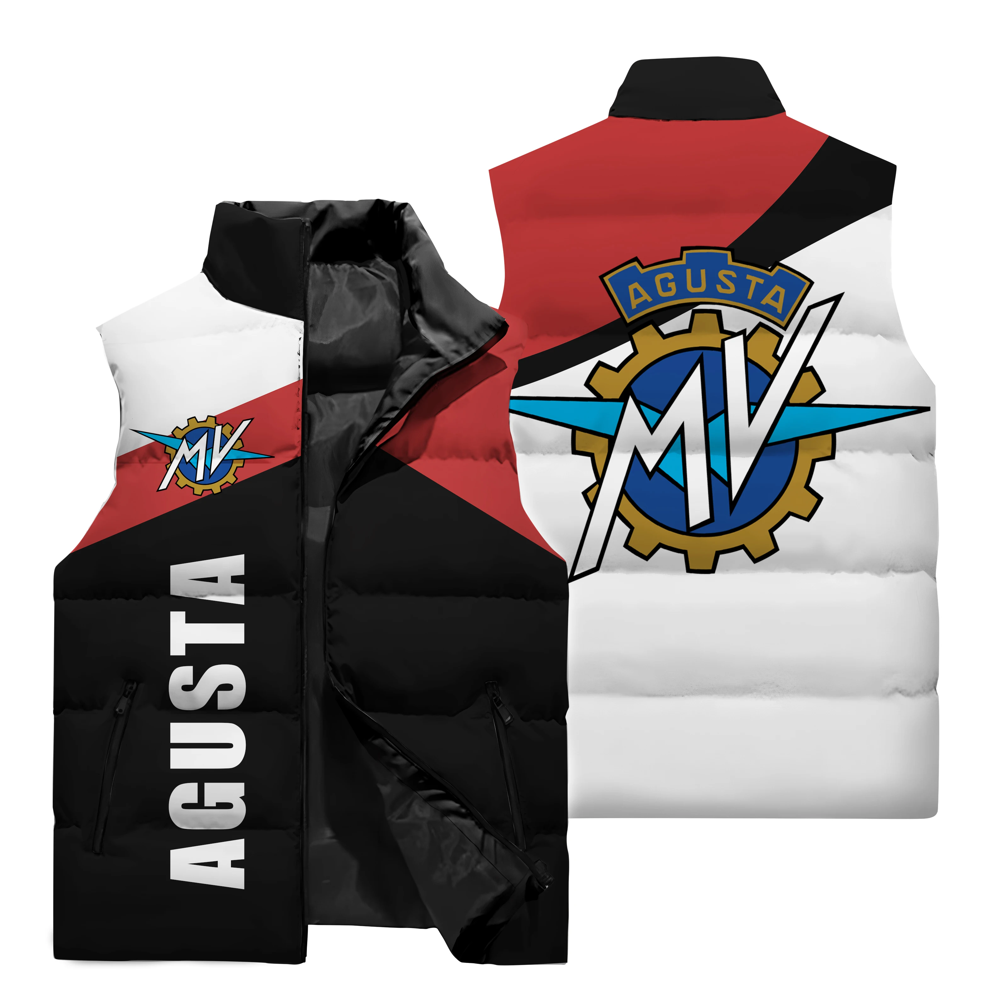 thumbnail image 4 of Chaqueta sin mangas con estampado del logotipo 3D de AGUSTA para hombre, gran oferta, para deportes al aire libre, ciclismo, cálida, con cuello alto y cremallera, 4 of 5
