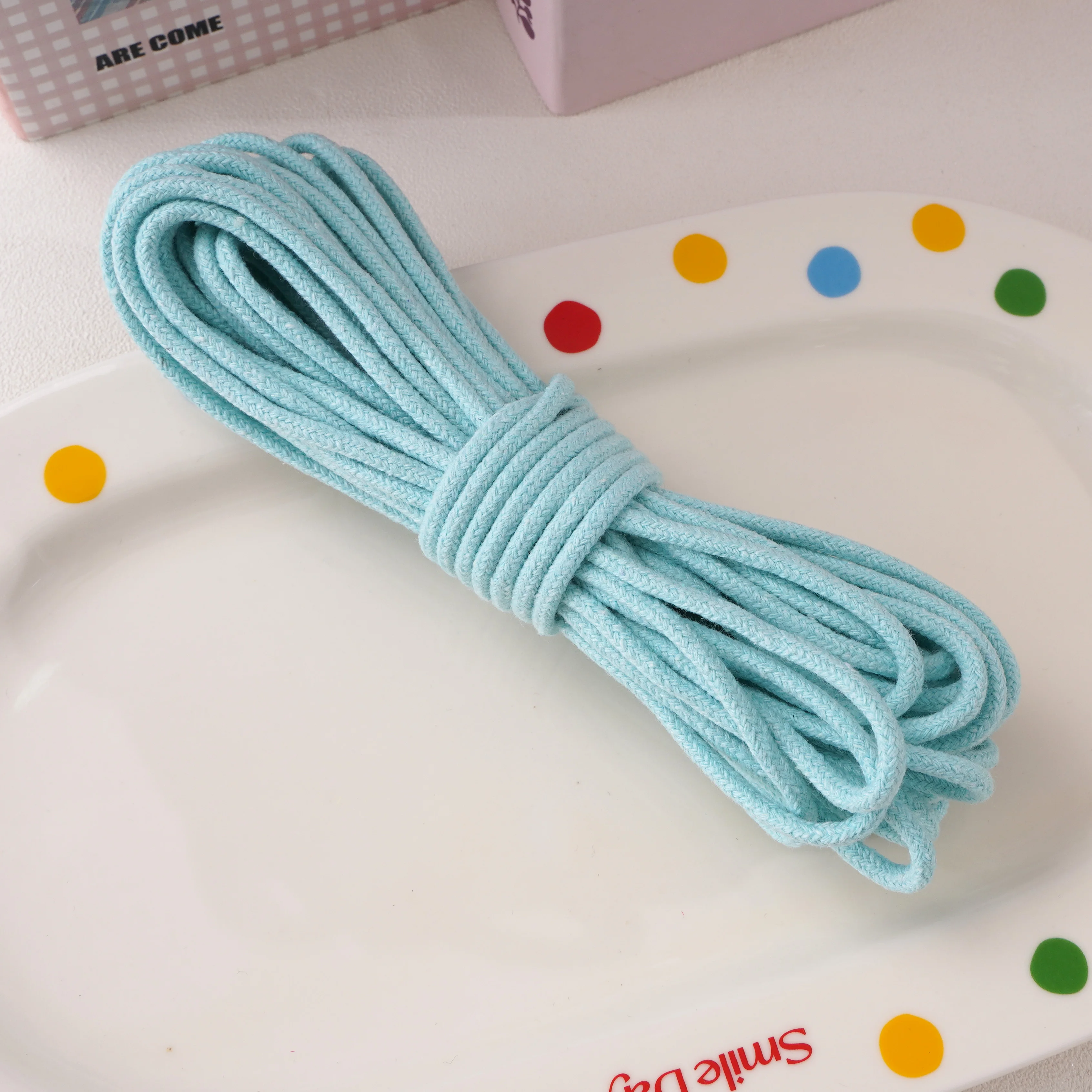 10-Meter Pack of 4mm Multi-Color Braided Cotton Rope for Crafts and Home Decor