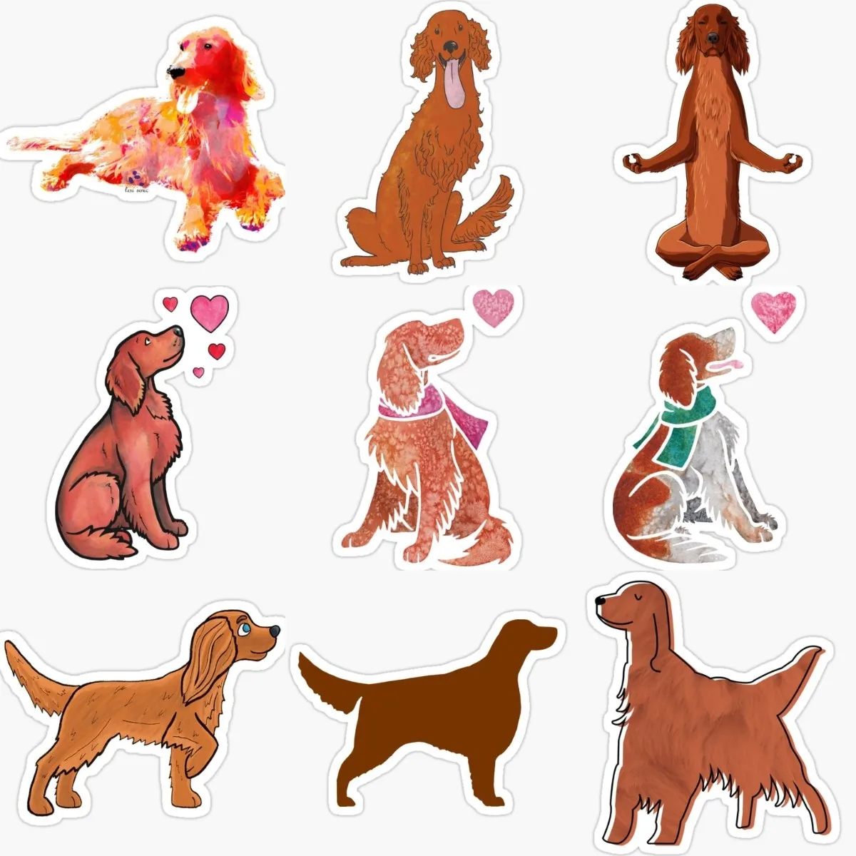 

Catoon Irish Setter Dog Creative Sticker Accessories Van Bike Wall Laptop Car Window Glass Room Truck Decals Customizable