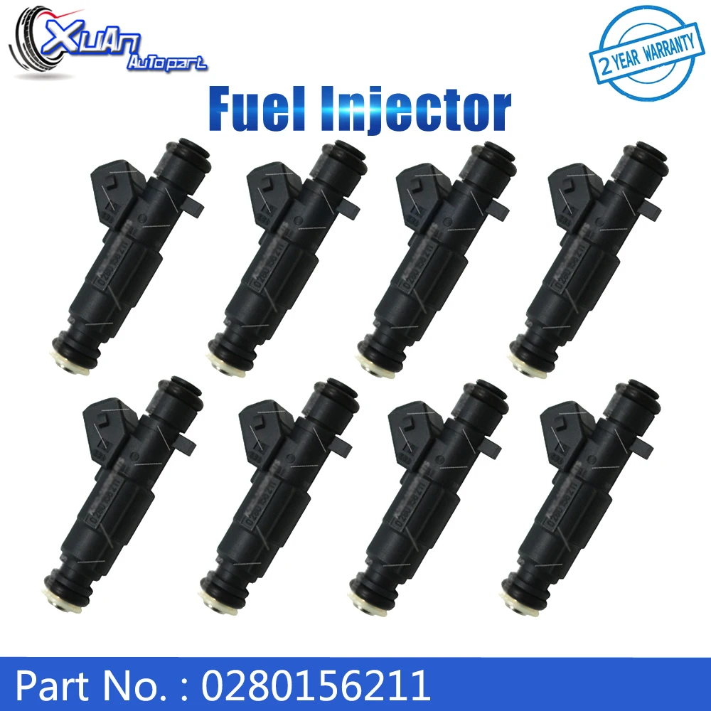 

XUAN 0280156211 8pcs Car Fuel Injectors Nozzle for Cadillac CTS Chevrolet Corvette Camaro Pontiac GTO Firebird 5.7L V8 2001-2005