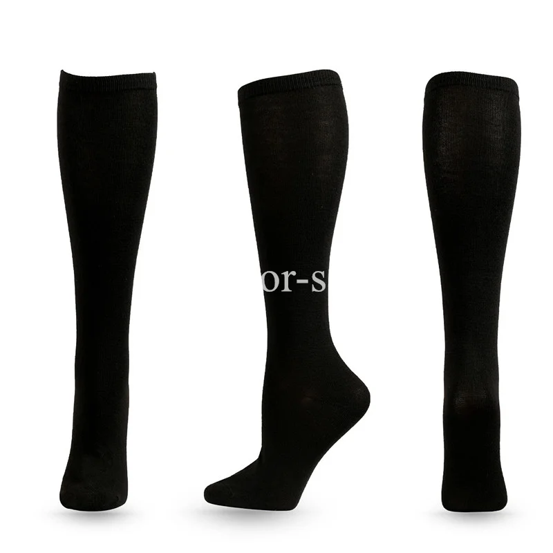 Compression Socks Knee High Long Socks Solid Color JK Woman Black White Lolita Fashion Kawaii Cosplay Sexy Stockings compression socks