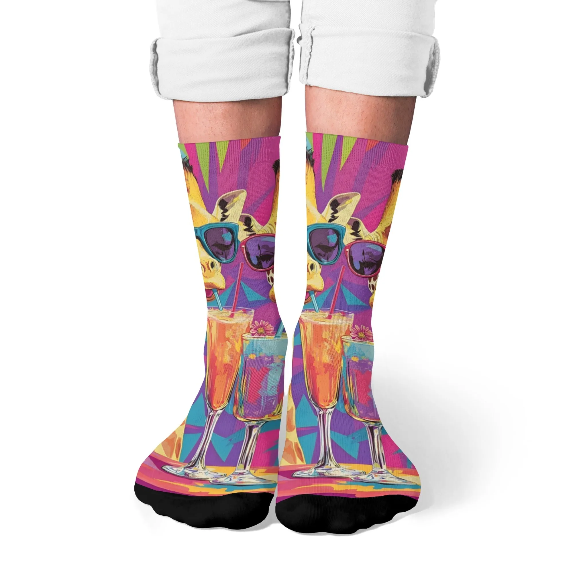 Men's Giraffe Print Casual Socks - Comfortable, Breathable, Non-Slip Fashion Accessories