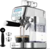 with LCD Display, 20 Bar Cappuccino Machines with Automatic Milk Frother for Home Gifts, Latte Coffee Maker with Dual Wall & ESE 1