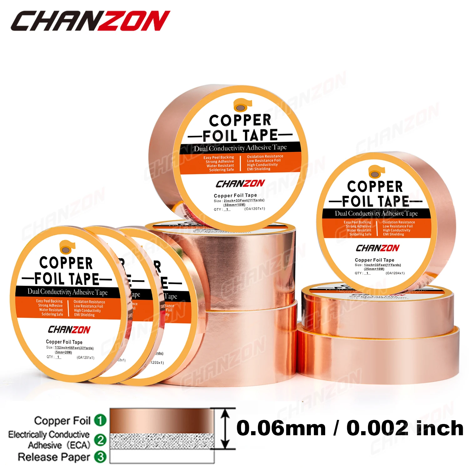 Copper Foil Tape - Double-Sided Conductive Adhesive for EMI Shielding, Stained Glass, and Pest Deterrent