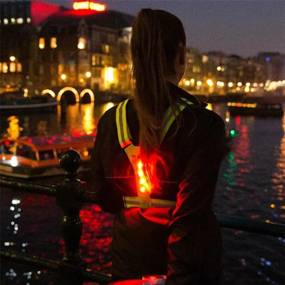 LED Running Vest LED Running Vest Reflective Glowing Reflector Straps High Cycling Visibility Night Running Riding Clothing Elastic Band