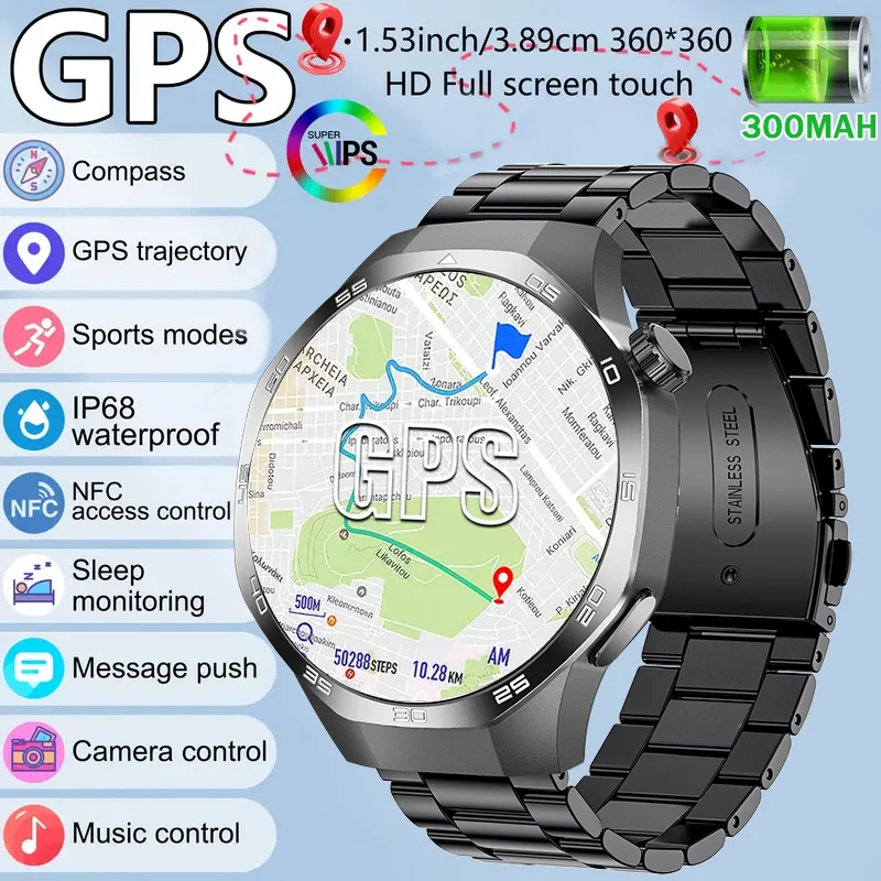 2026 New Watch 5 MAX smart watch HD IPS screen NFC GPS tracker Bluetooth call waterproof 100+Exercise blood pressure monitoring 1