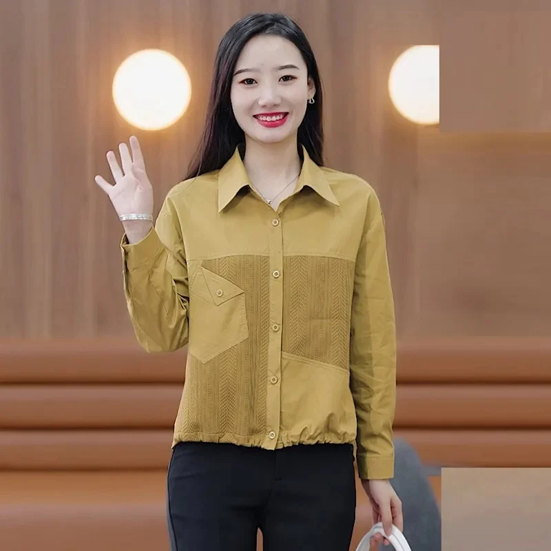 

Женская рубашка с длинным рукавом, свободная Тонкая блузка с длинным рукавом, осень 2024