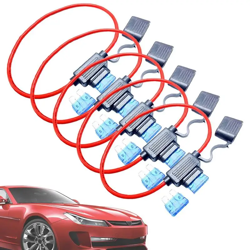 Inline Fuse Holder 5X Vehicle Fuse Holders Heavy Duty Wire Holder With Cover For Automotive Marine 11.8 Inches Long
