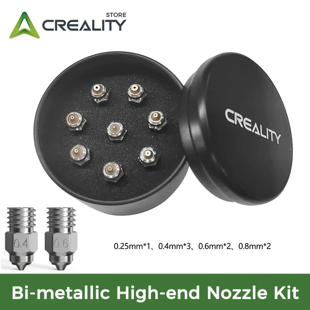 

Creality Bi-metallic High-end Nozzle Kit for CR-10 S5/CR-20 Pro/Ender-3 S1/Ender-3 V2 Neo/Ender-2 Pro 3D Printer 8pcs