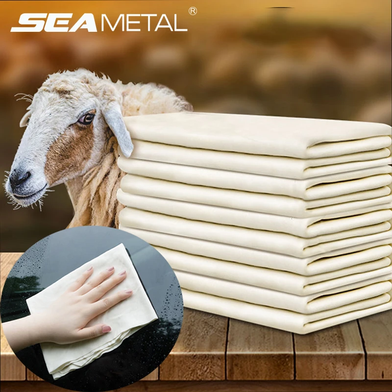 Natural Chamois Car Care Cleaning Cloth Genuine Sheepskin Wash Rag Suede Ultra Absorbent Quick