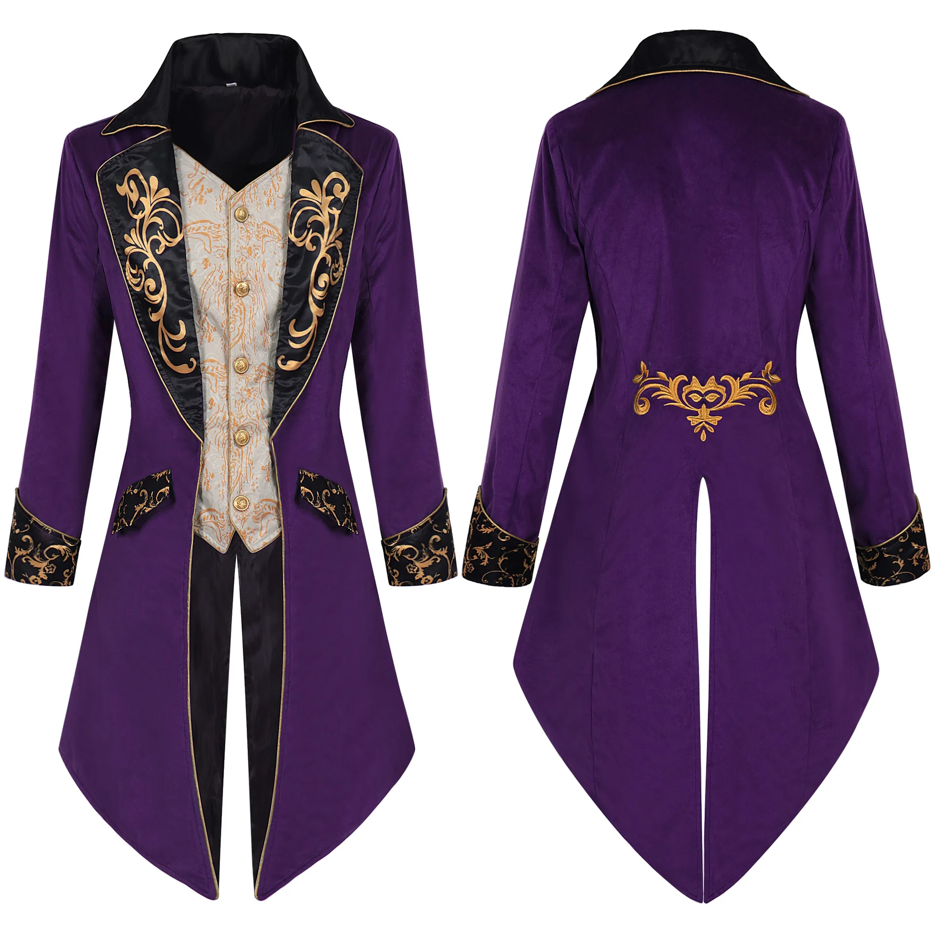 Homens steampunk gótico vitoriano jaqueta vintage roxo veludo tailcoat  medieval redingote uniforme renascentista traje homme xxxl - AliExpress, image size:1920x1920