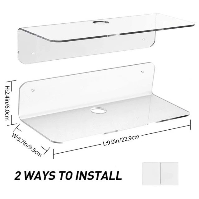 9 Inch Acrylic Floating Shelf No Drill Adhesive Wall Shelf Set of 2