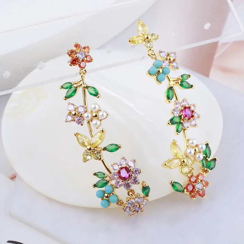 JewelrySpringSeriesForestColorfulZirconCloverPearlButterflyFlowerLadiesEarringsWomen-AliExpress36