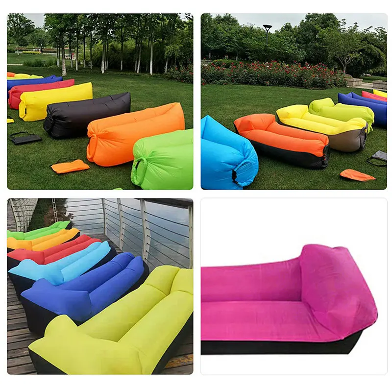 Air Waterproof Lazy Inflatable Sofa Portable Outdoor Beach Air Sofa Sleeping Bag Bed 240x70cm