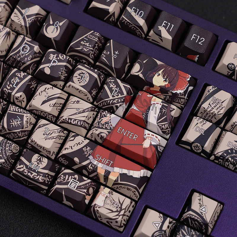 Teclas Touhou Projeto Anime Pbt Keycaps Cherry Perfil Keycaps para 61 87 104 108 Teclado Mecânico 108 - Imagem 2