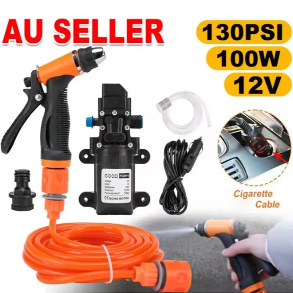 12v 휴대용 자동차 세탁기 100w 130psi 자동차 청소용 스프레이 건이 있는 고압 워터 펌프 자동차 디테일링 캠핑 Y9r0