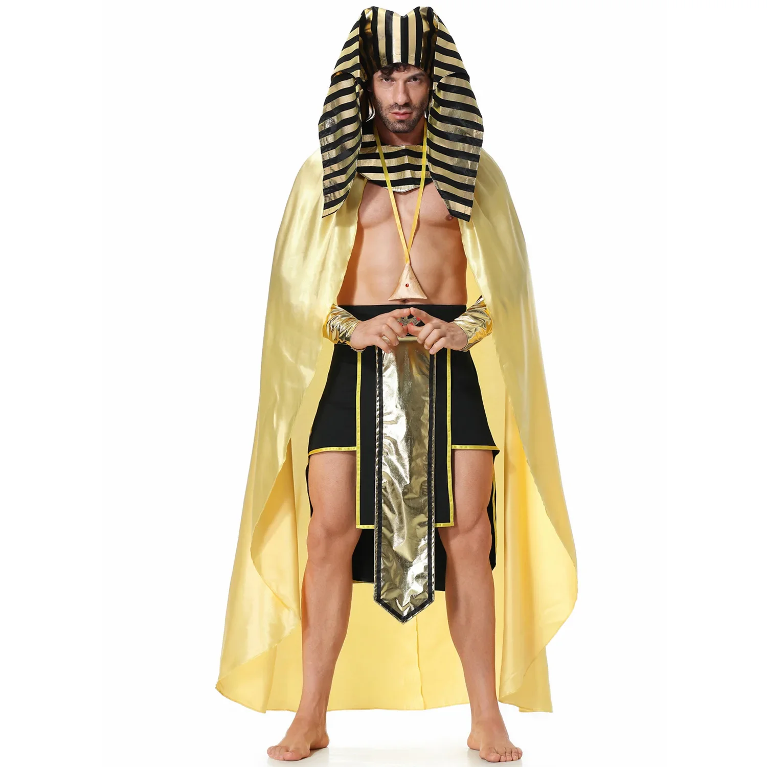 Adult Ancient Egypt Pharaoh Tutankhamun King Costumes for Men Cosplay Halloween New Year Party Fancy Dress