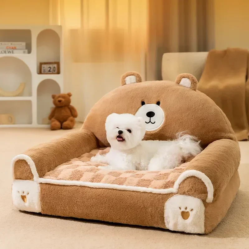 

Pet Sofa All-season Universal Dog Kennel Small and Medium-sized Dog Teddy Bear Winter Warmth Rabbit Plush Dog Bed Cat Sofa